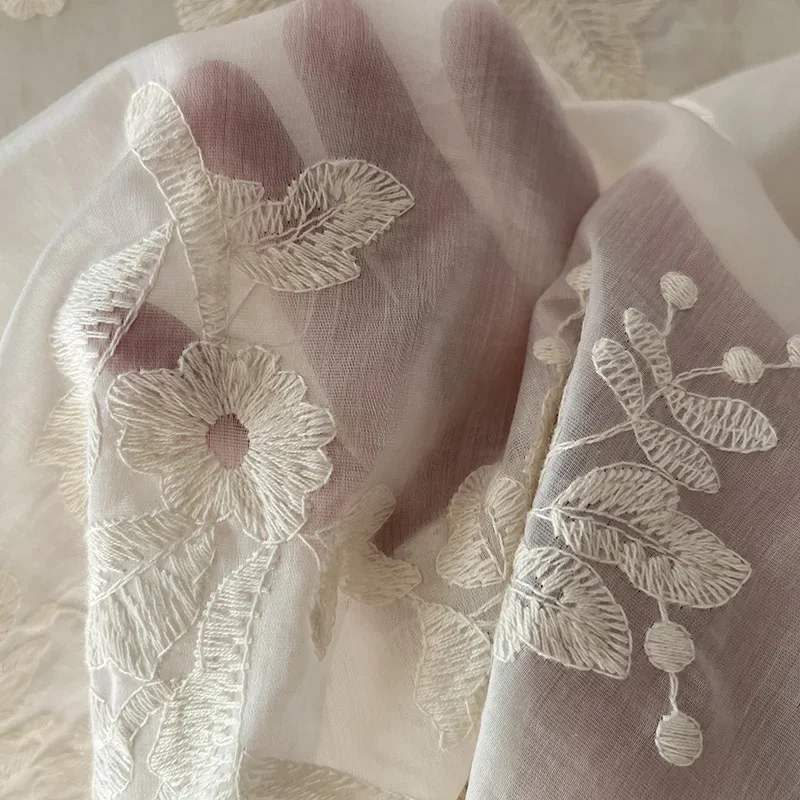 

Floral Embroidered Lace Fabric French Style Wedding Dress Gown Handmade Diy Sewing Cloth