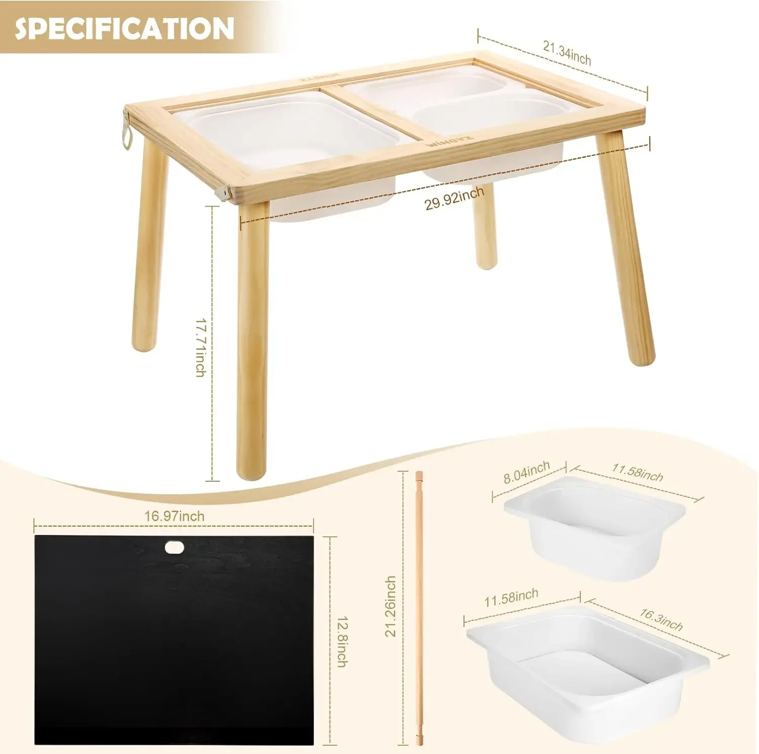 Kids Table for Play Study Dining Toys Storage, Sensory Tables for Toddler, Activity Table with Storage Bins Birthday Gifts for