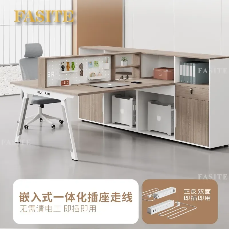 For Double Office Staff Desk Combination Screen Card Seat Financial Workstation with Partition Modern Commercial Furniture