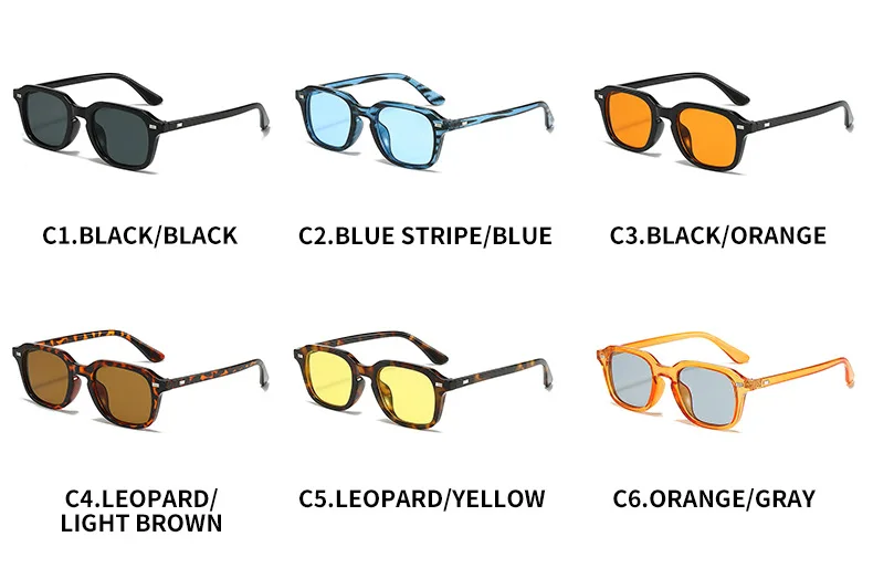 Retro-Sonnenbrille mit Metallnieten, UV400, leichte, schlanke, rechteckige Sonnenbrille für Männer und Frauen, zum Fahren, modische Alltagsbrille – Detail 8