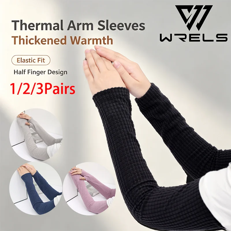 1/2/3Pairs Thermal Warm Arm Sleeves Fashion Elastic Thickened Long Half Finger Sleeves Autumn Men Women Outdoor Arm Warmers