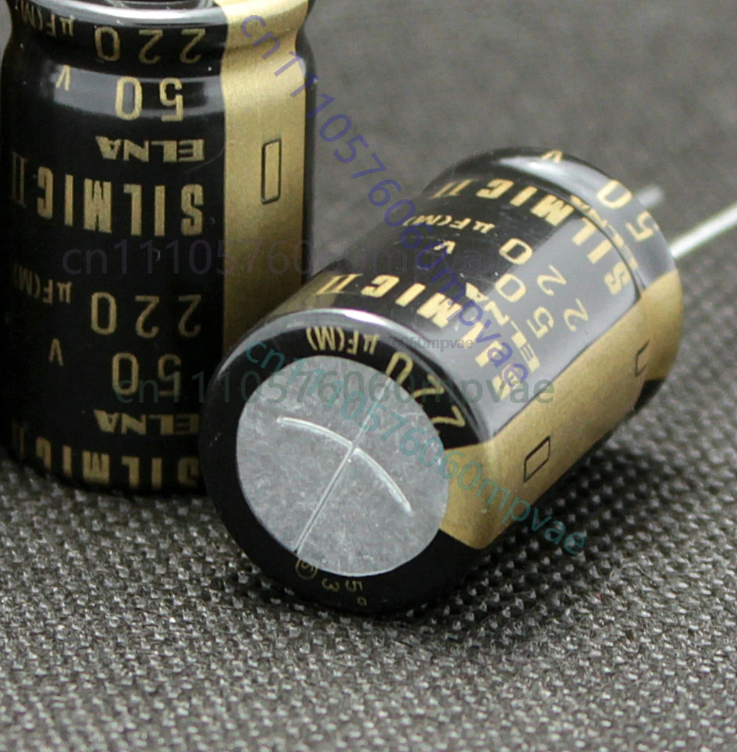 10pcs/30pcs Original Japanese ELNA RFS SILMIC II 50V 220UF Gold Word Audio Electrolytic Capacitor free shipping