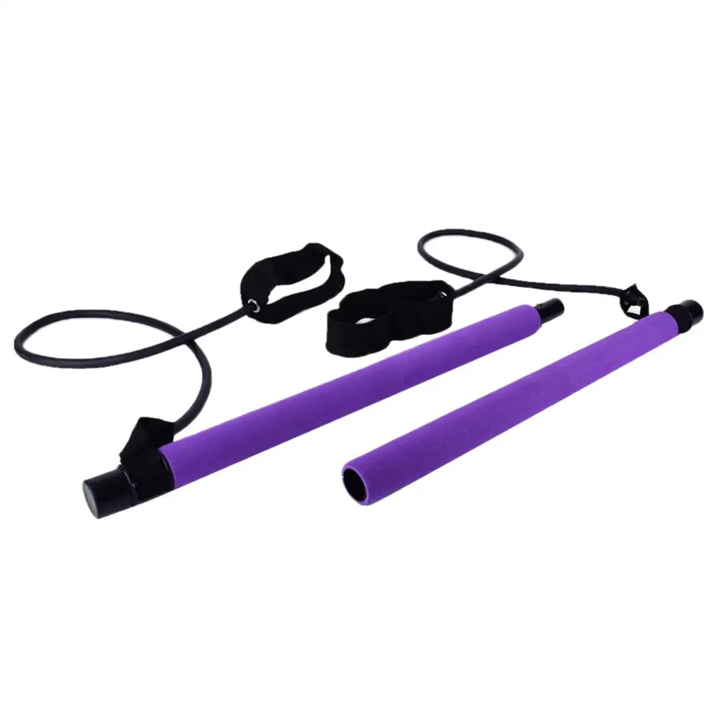 Pilates Bar  Yoga Resistance Band Tube Exercise Stick  Booty Trainer