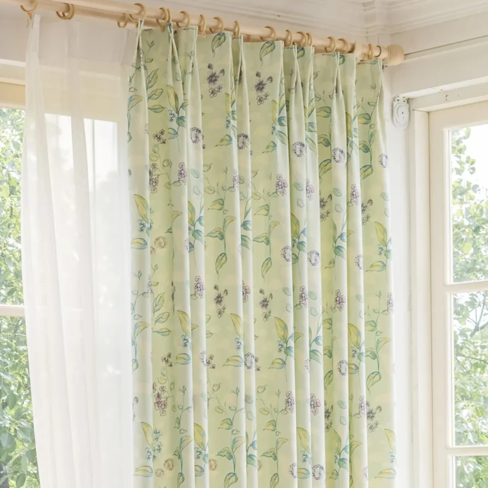 

Pastoral Flower Semi Blackout Pear Blossom Tulle Curtains for Living Room Bedroom Study Blackout Window Custom Made Drapes