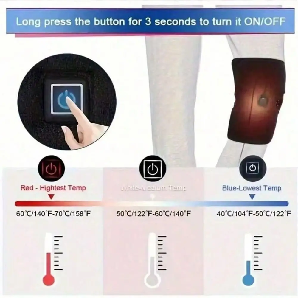 Infrared Heating Arthritis Support Brace Knee Pain Relief Health Care Electric Heating Knee Pad Adjustable Temperature