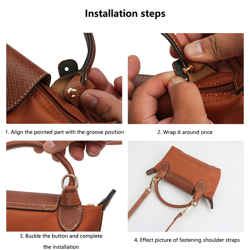 Bag Accessories Hooks Shoulder Straps For Long champ Leather Accessories DIY Mini Transformation Punch Free Shoulder Crossbody