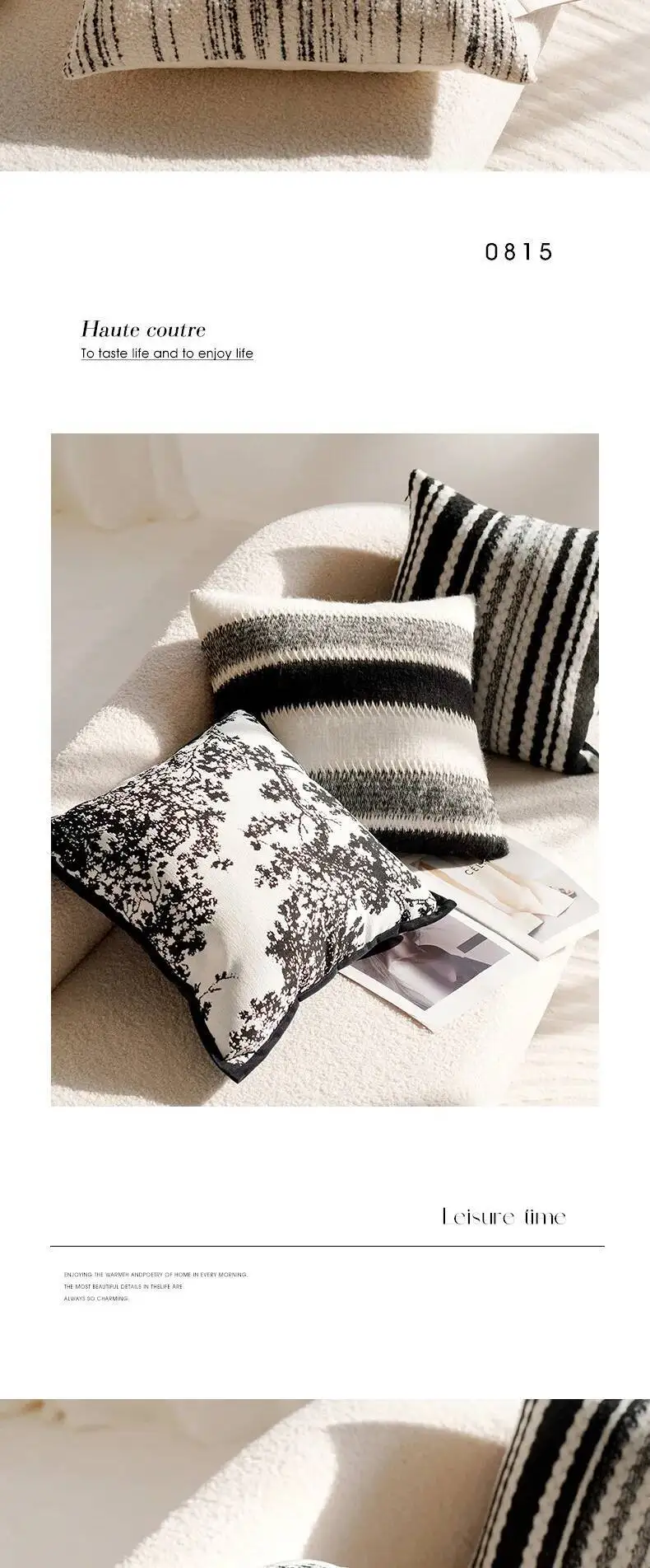 Schwarz-weiße luxuriöse Vintage-Kissenbezüge mit Stickerei, moderne Chenille-Kissenbezüge aus weichem Kunstfell, dekorative Kissenhüllen für Sofa- und Bettdekoration – Detail 12