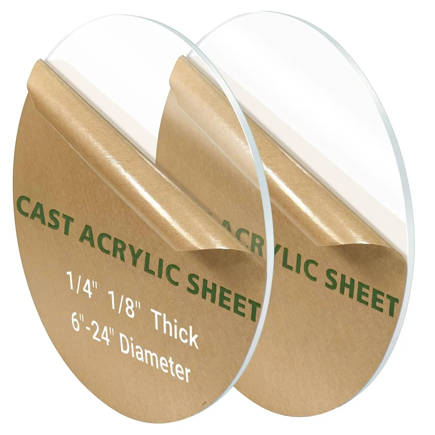 

2 Pieces 1/4" Round Plexiglass Sheet, 10 Inch Diameter Clear Acrylic Circle, Sturdy Durable Cake Disk for Tabletop Decor