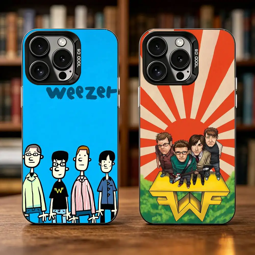 

W-B-Weezer-Band Phone Case For iPhone 17,16,15,14,13,12,11 Plus,Pro Max,XS,Colorful Silver Phone case Funda Cover