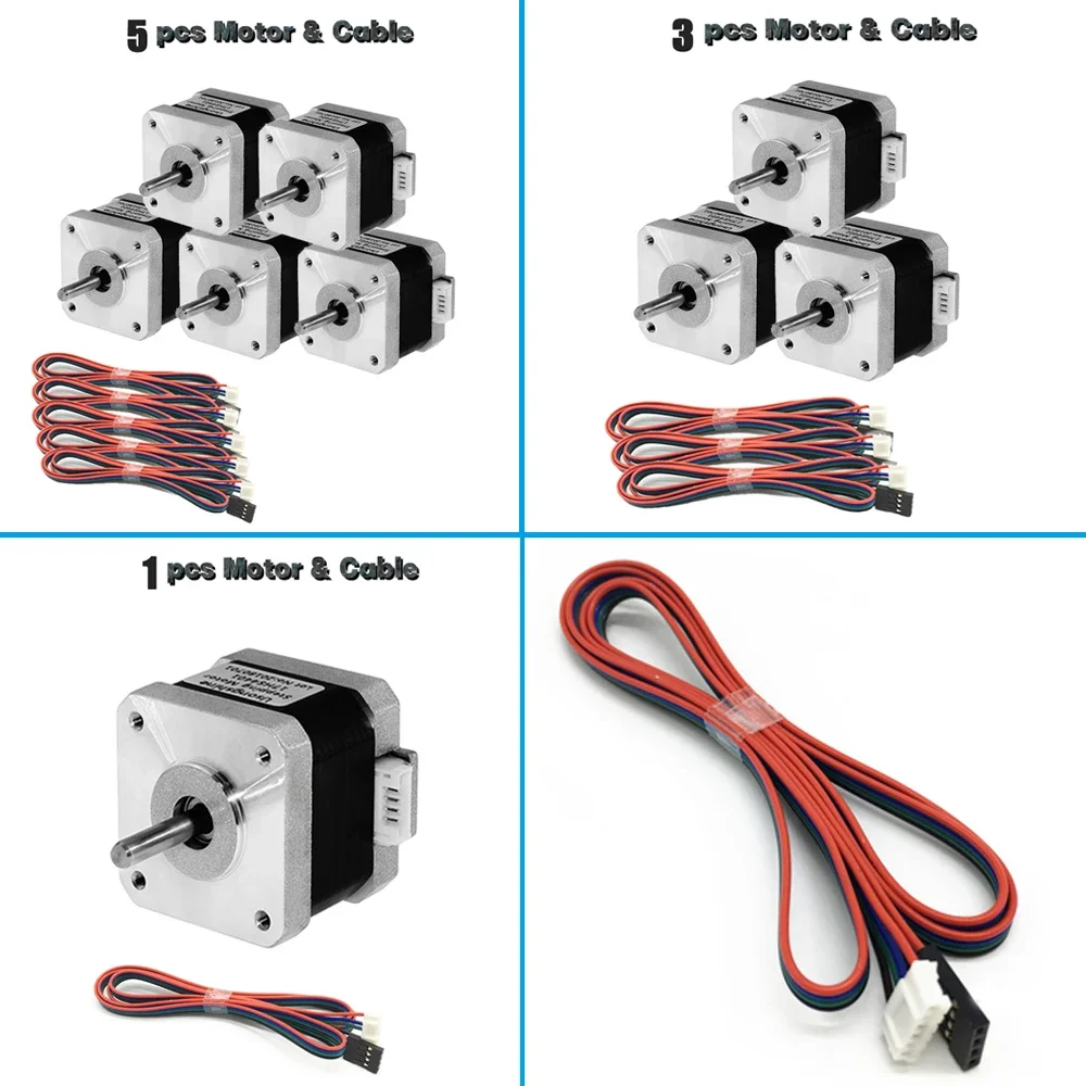 Nema17 Stepper Motors 42mm Flange 28N.cm 4 Lead 1.2A 2 Phase Stepper Motor Nema 17 for 3D Printer Engraver Machine CNC Kit