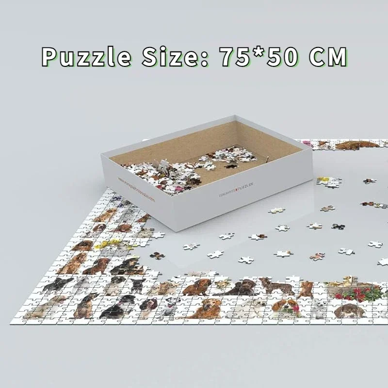 75*50cm quebra-cabeça de madeira 1000 pçs filhotes animais adulto brinquedos de entretenimento educativo presente de natal jogo da família