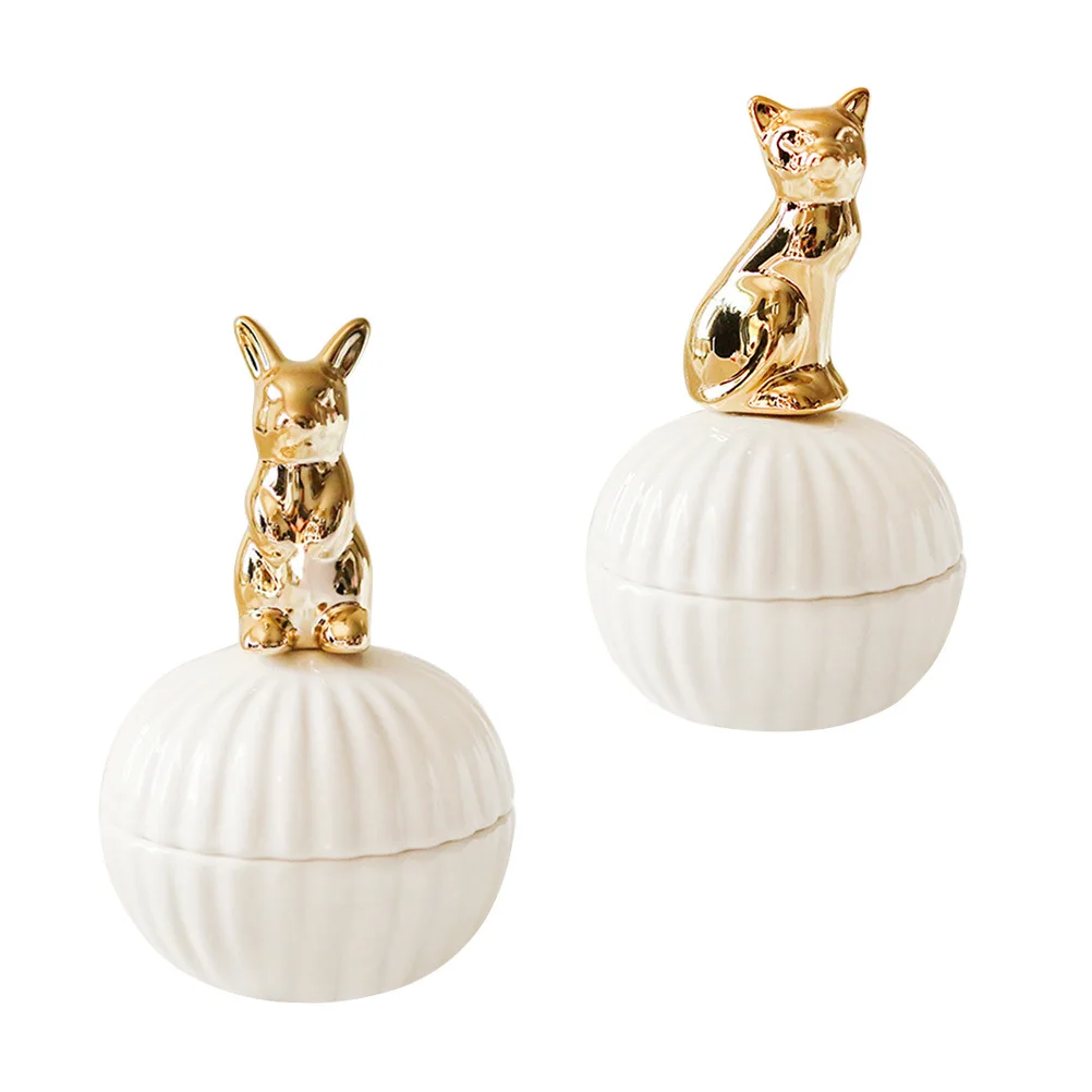 

1Pcs Elegant Ceramic Jewelry Box Portable Organizer for Earrings Rings Beads Mini Goods Home Decor Cat Style Gift