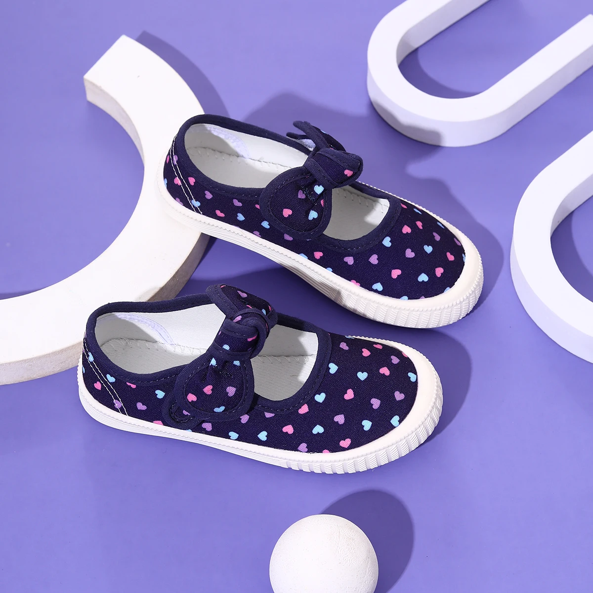 أحذية قماشية للفتيات، أحذية رياضية كاجوال مع فيونكة لطيفة وطباعة فيلكرو، تصميم واسع مناسب للارتداء الداخلي والخارجي في جميع الفصول الأربعة، يمكن ارتداؤها من قبل الطلاب للمدرسة #3