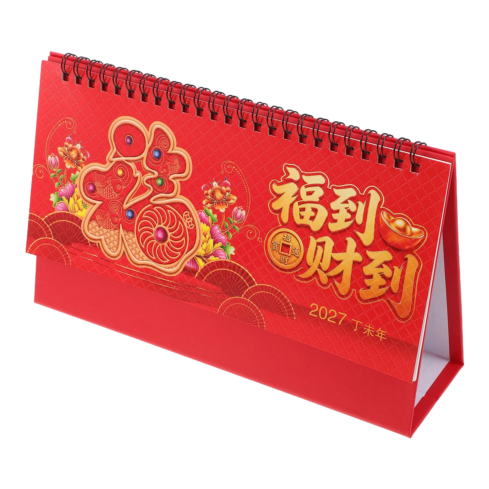 2027 Desktop Calendar Stand Feng Shui Goat Zodiac Lunar Year Office Home School Desk Organizer Monthly Planner with Holidays