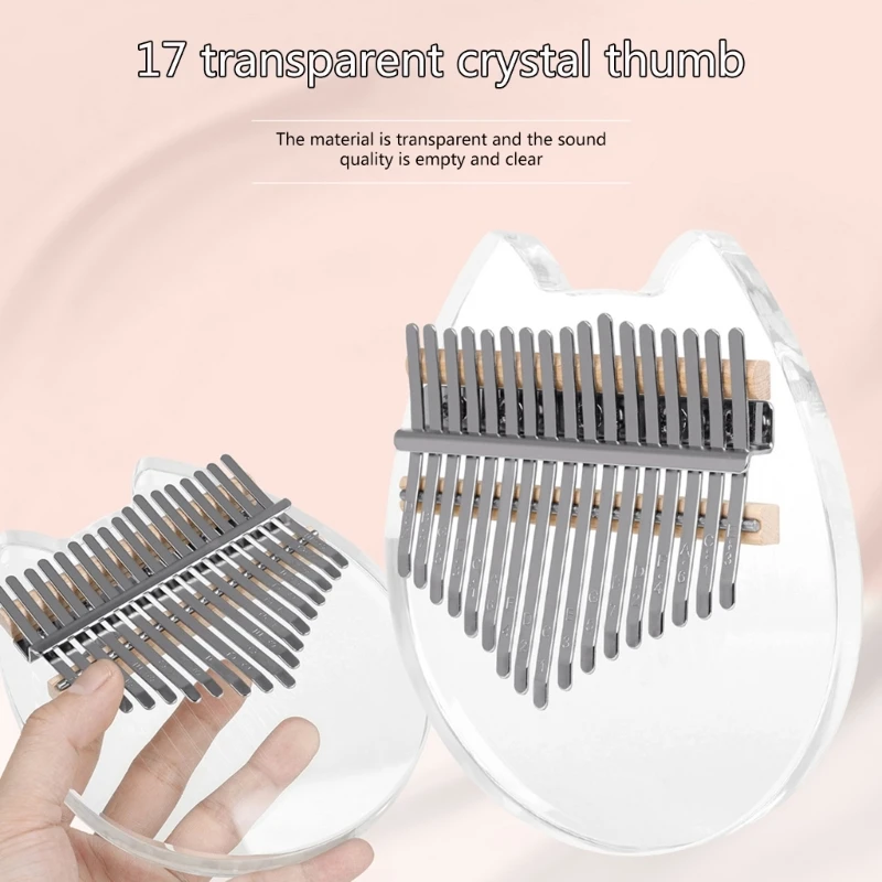 

Acrylic Transparent Kalimba Thumb Piano 17-Key Finger Piano with Tune Hammer Gift for Kids Adult Beginners Professional 69HD