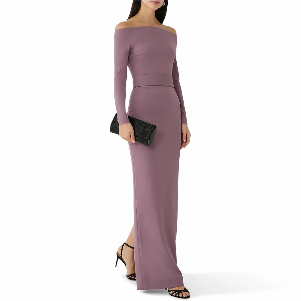 

Modern Evening Dress For Women Mermaid Off The Shoulder Simple Formal Party Gown Floor Length Long Sleeves Prom Dress
