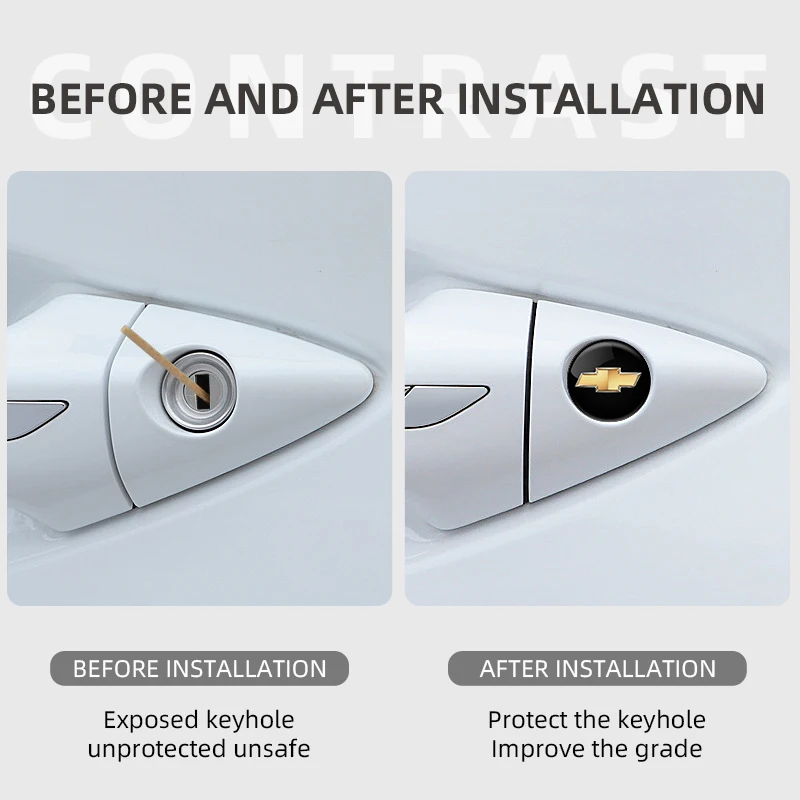 2/4 قطعة باب السيارة ثقب المفتاح ملصق السيارات قفل الديكور حماية مائي لشروليه سبارك سيلفرادو تريل بليزر كروز كابتيفا