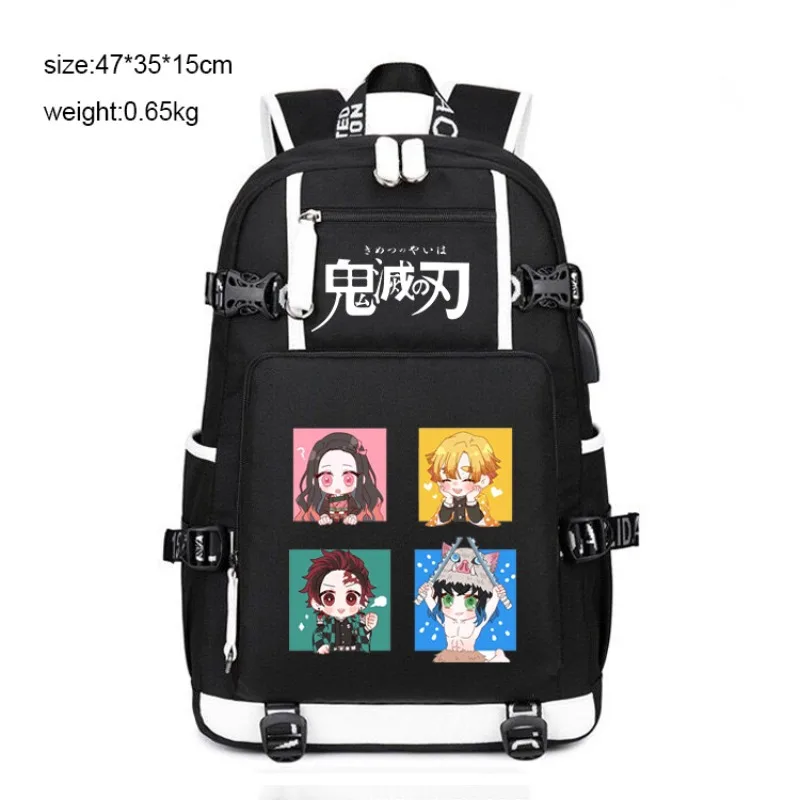 Demon Slayer Casual Anime Backpack for Men and Women Large Capacity Middle School and High School Bags Water-Repellent Oxford