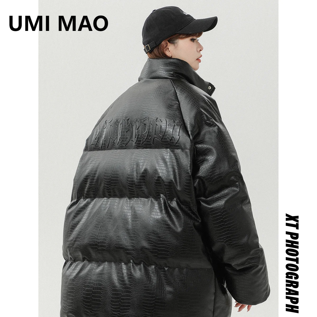 UMI MAO Winter Jacket Couple Warm Thick Crocodile Pattern Steel Print Design Cotton Jacket For Men And Women Casacos Feminino