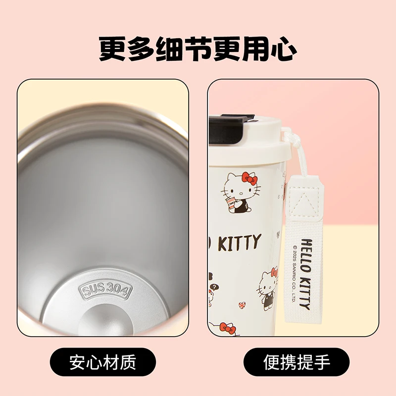 サンリオ ハローキティ SUS304 トラベルマグ 520ml 漫画風 断熱ステンレス鋼製 水筒 ダブルシップ カラフルストローカップ