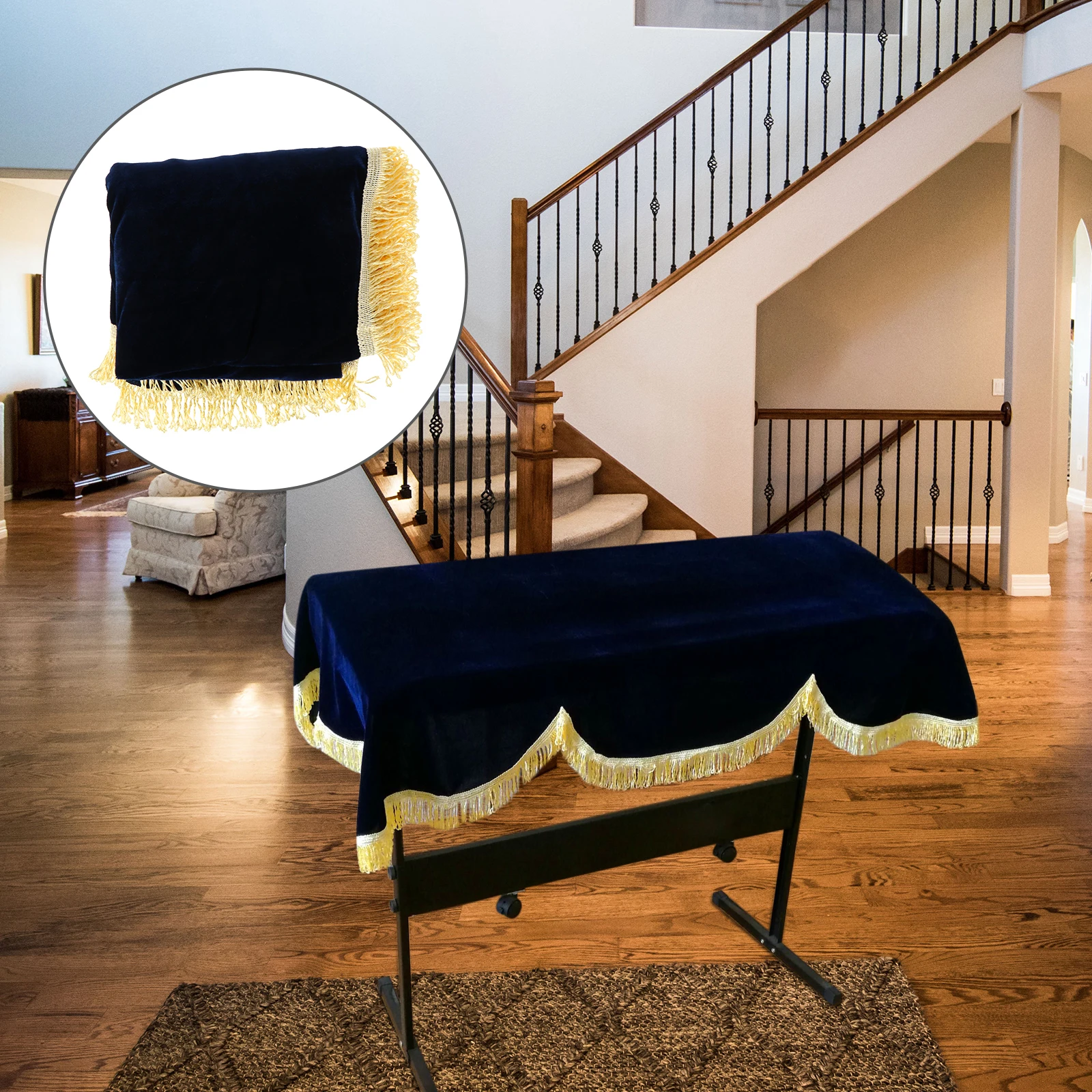 

Piano Dust Cover Keyboard Acoustic Covers Mechanical Blue Golden