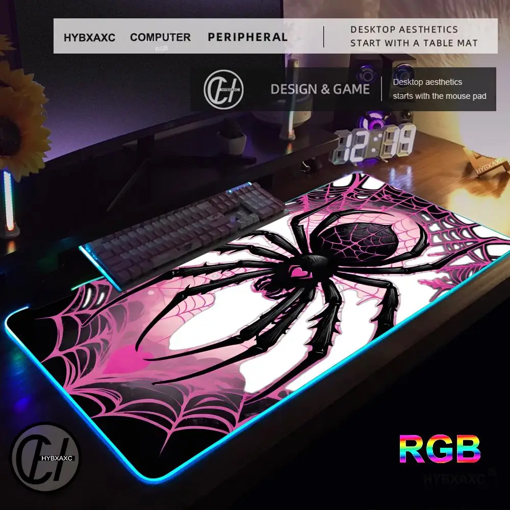 

Коврик для мыши «Паук» RGB игровой коврик для мыши настольный коврик HD геймер большой светодиодный светильник XXL коврики для мыши ПК компьютерный ковер