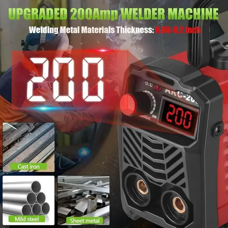 200Amp 20PCS Rods Stick Welder, IGBT Inverter Welder Machine with Hot Start Arc Force Anti-Stick, MINI Portable Welding Machine