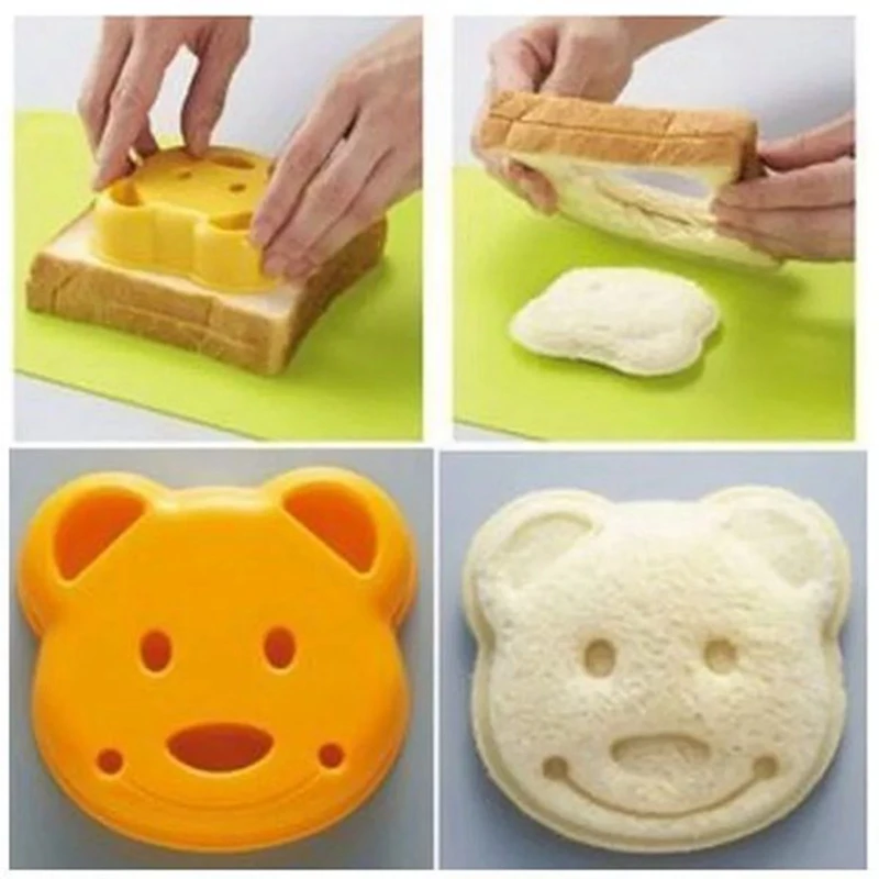 Bear Shape Sandwich Mold Cutter for Kids, Bread Shapers Maker, 5pcs