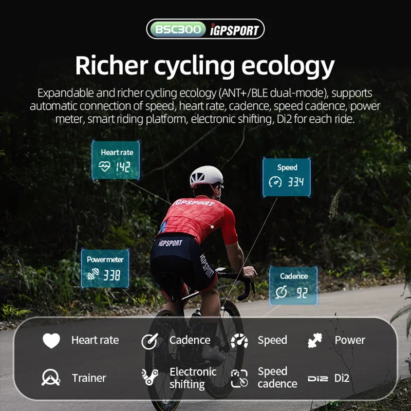 IGPSPORT BSC300T Bicycle Computer IPX6 Waterproof Wireless Bike Odometer GPS Navigation Speed Cadence Sensor Bike Accessories