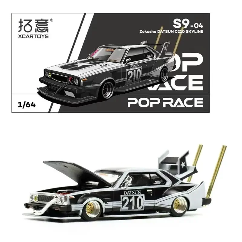 

XCarToys x Pop Race 1:64 Zokusha DATSUN C210 SKYLINE BOSOZOKU STYLE Matte Black Diecast Model Car