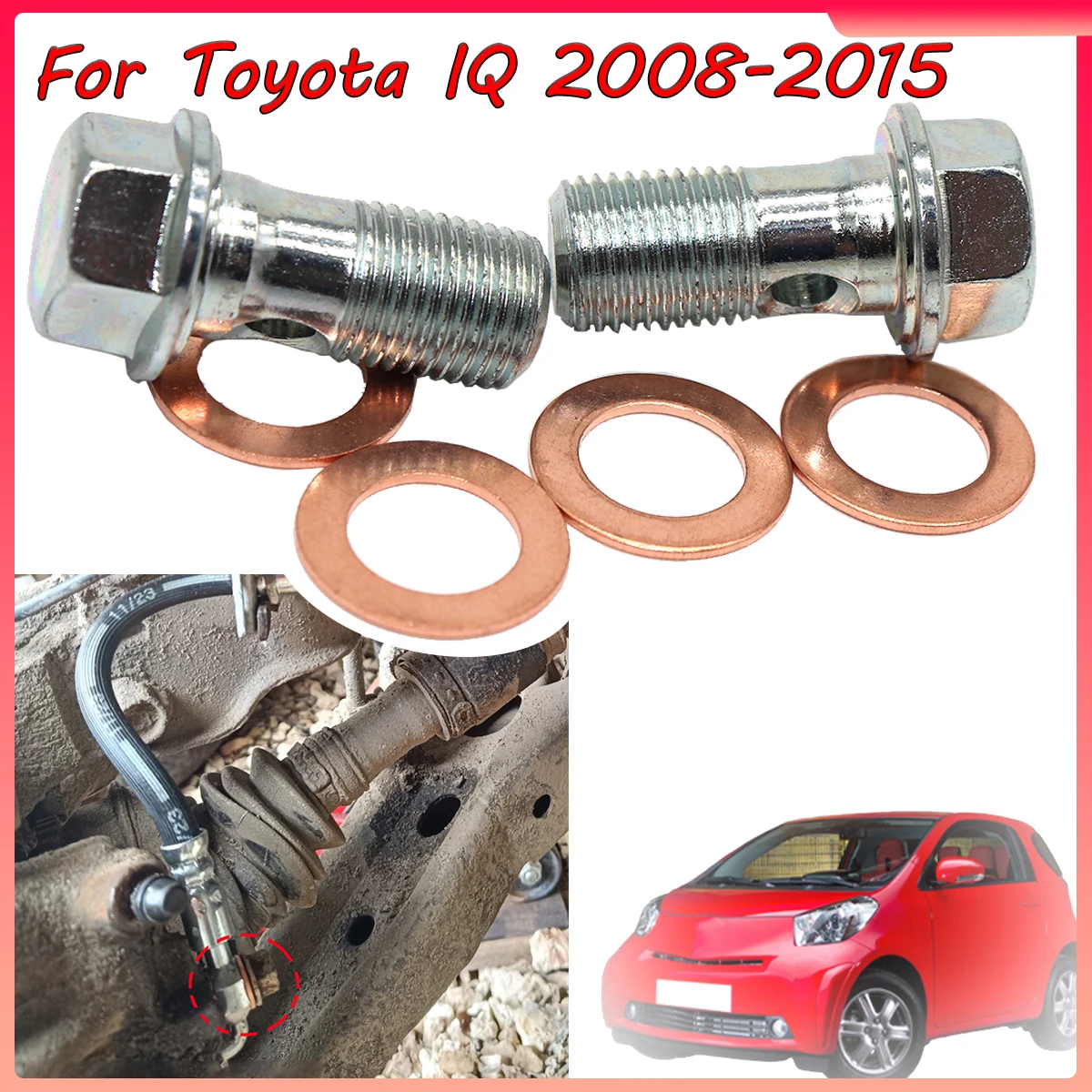 

Front Left Right Brake Caliper Hose Lines Banjo Fittings Bolts Copper Sealing Crush Washers Repair Kit For Toyota IQ 2008-2015