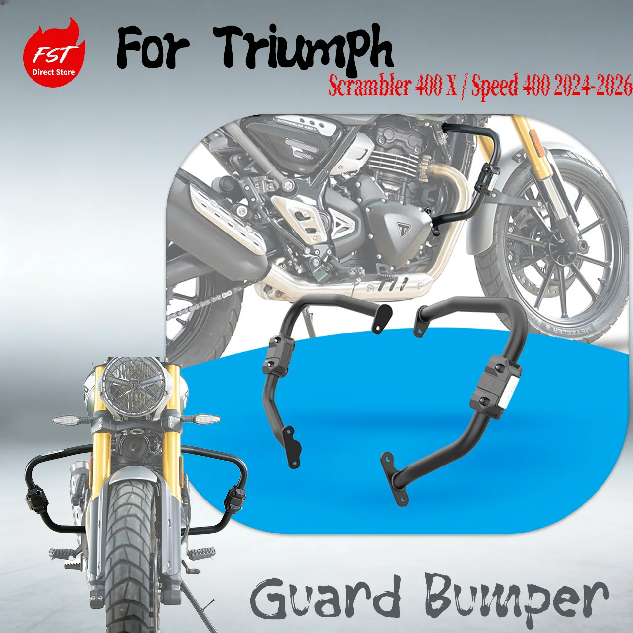 

Crash Bars Engine Guard for Triumph Scrambler 400 X / Speed 400 2024-2026 Motorcycle Anti-Fall Bumper Frame Slider Racing Protec