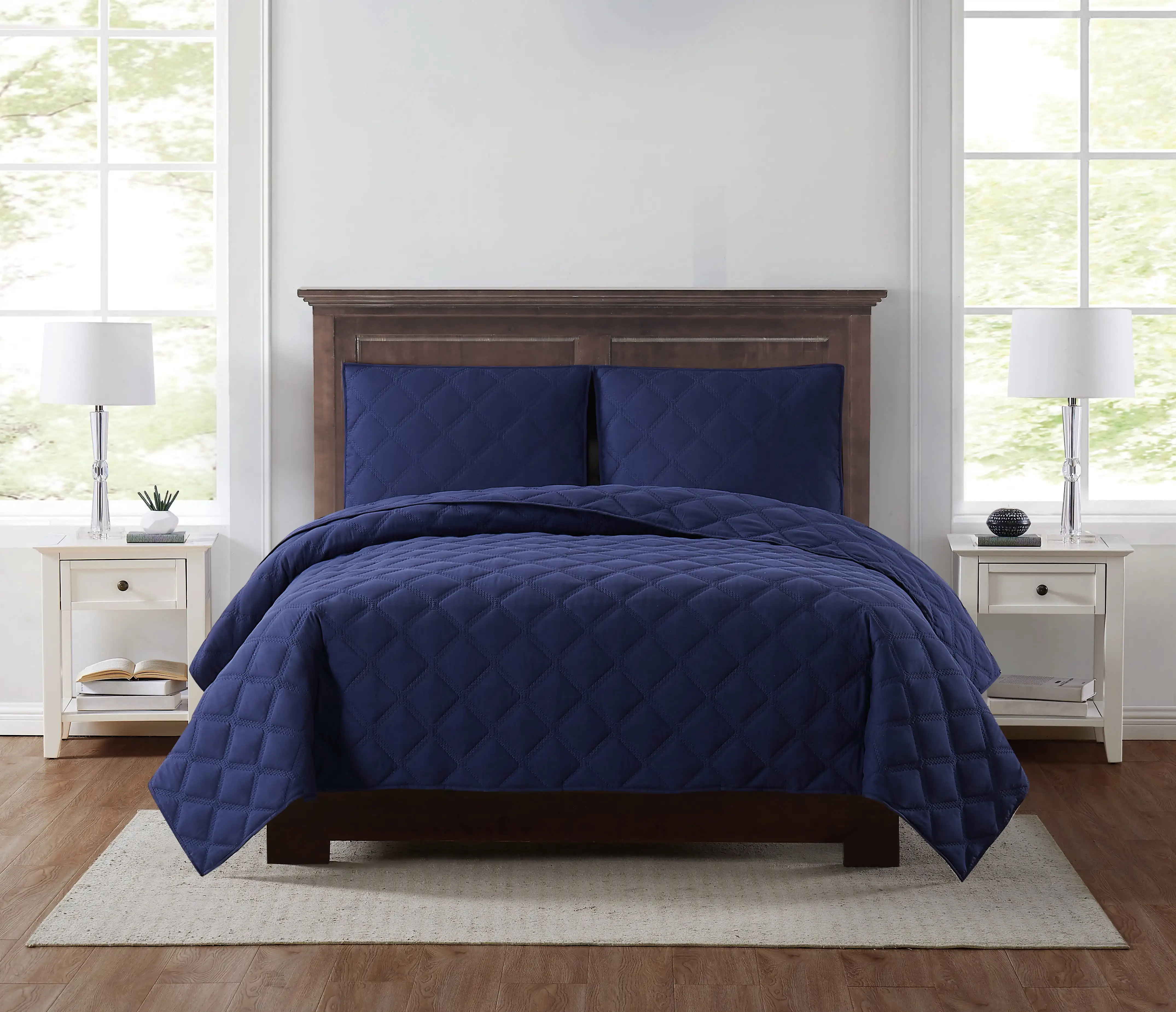 

Повседневный комплект одеял 3D Puff Quilted Navy Full/Queen из трех предметов