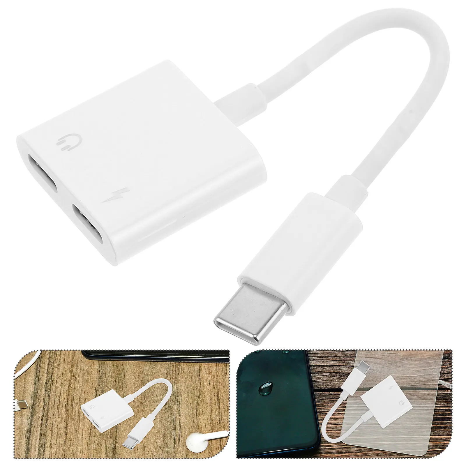 Portable Type- Adapter Charging Port Dual Headphone Splitter Compatible with Phones Computers Earphones