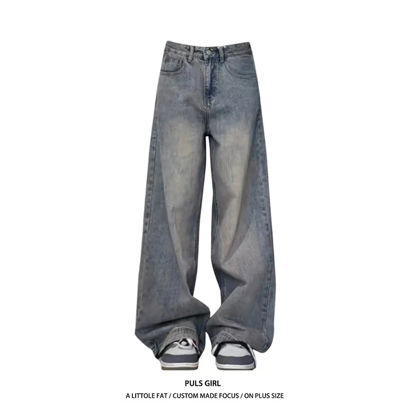 

ZHIZOU винтажные женские мешковатые синие джинсовые брюки уличная одежда широкие свободные джинсовые брюки модные потертые прямые брюки бойфренда