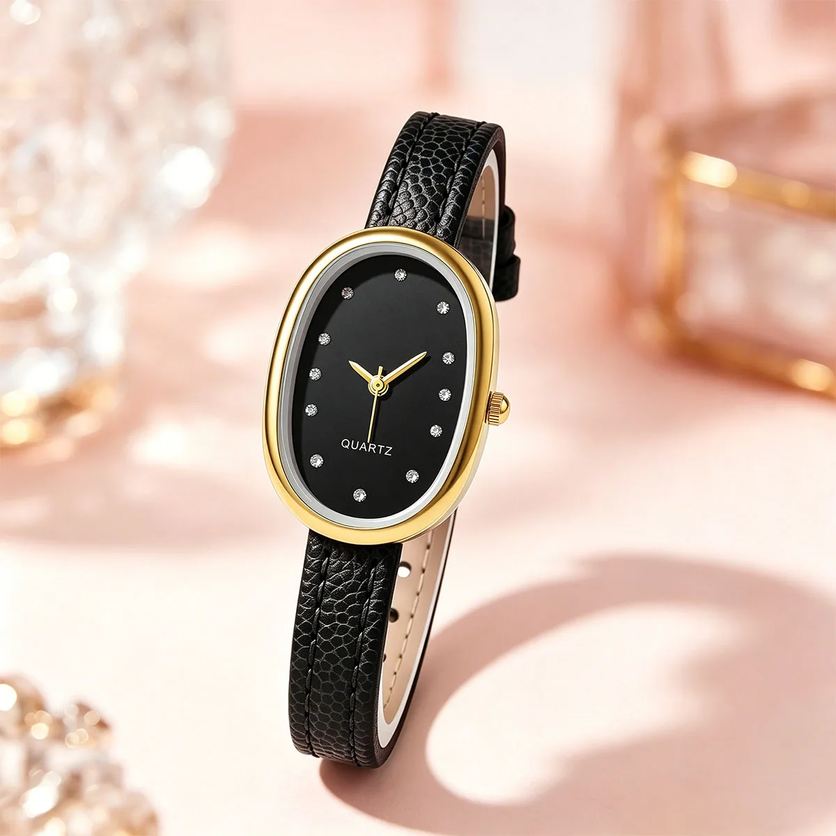 Women Casual Simple Business PU Leather Strap Oval Quartz Watch Student Ladies Wristwatches image 5