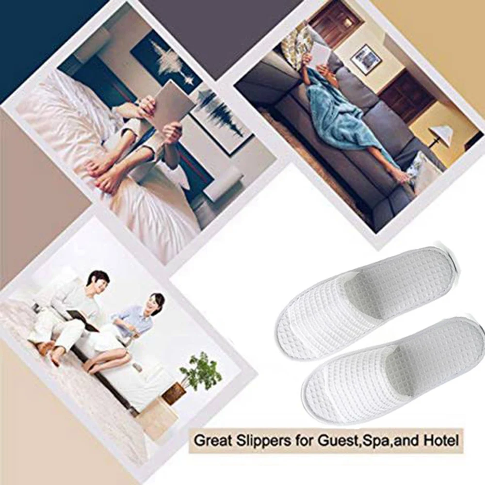 A59T Spa Slippers, 5 Pairs Open Toe Toe Disposable Slippers Fit Size for Men and Women for Hotel Home Guest Used