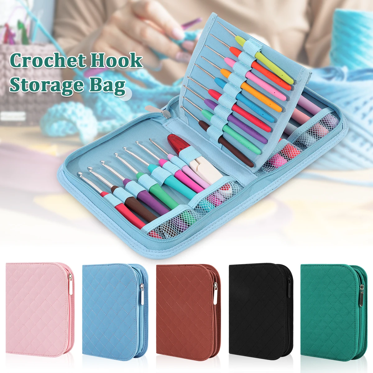 

Crochet Hooks Kits with Storage Bag Soft Handle Crochet Needles Yarn Weave Knitting Needles Set DIY Weaving Sewing Tool