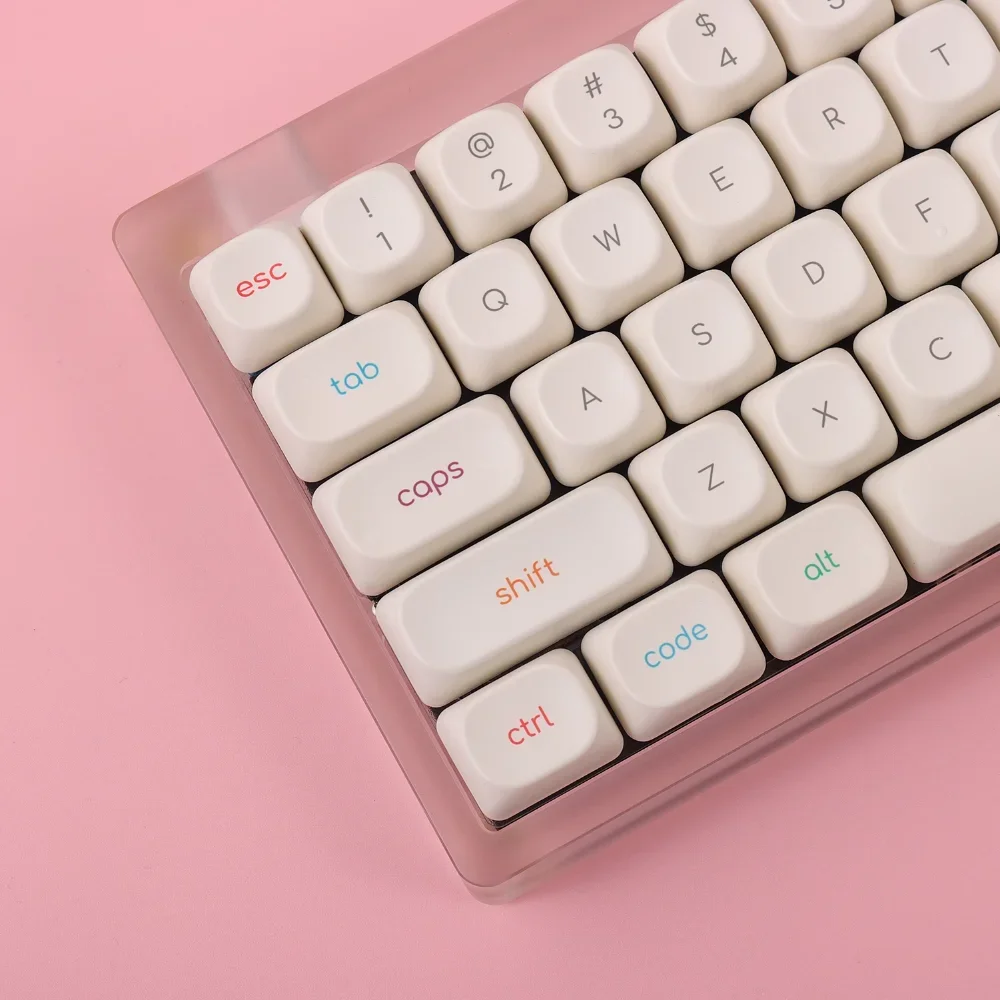 Cute Mechanical Keyboard, MOA Keycap Set, Cream PBT, Cute, Simple, Kitten Puppy Bear Keycaps 124 Keys