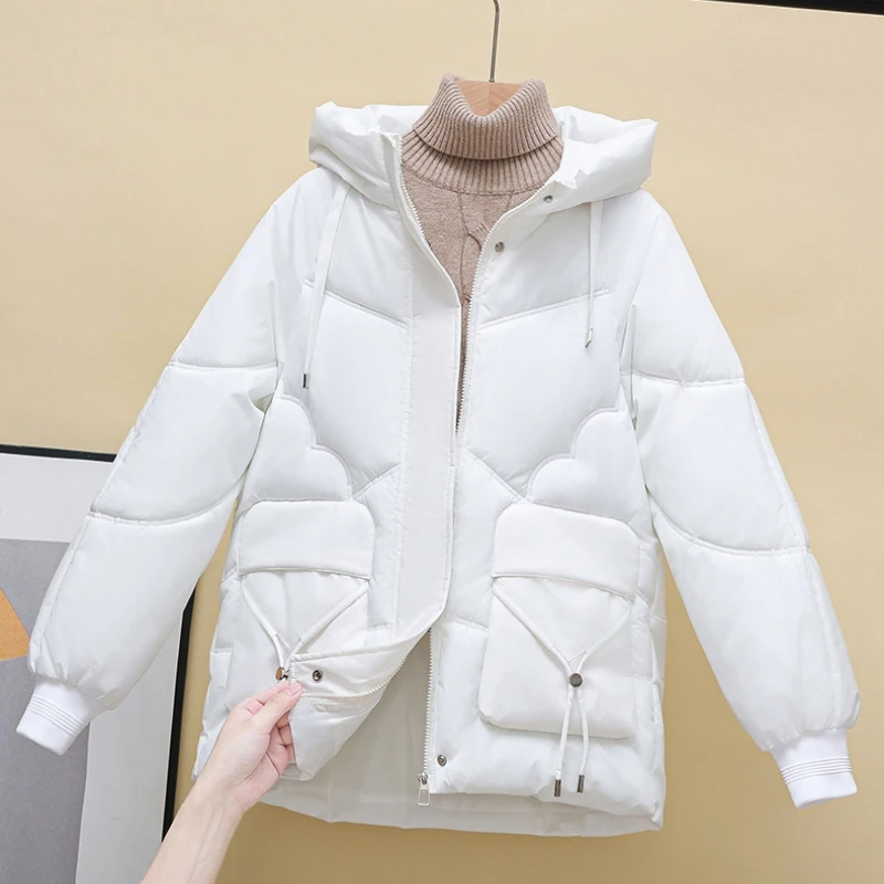 Imagem -03 - Parkas Grandes e Grossas para Mulheres com Bolsos Cabolsas Femininos Estilo Coreano Roupas Casuais Senhora do Escritório Outono Inverno Novo