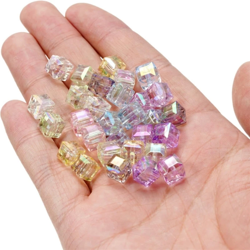 50 Stück/Lot 8mm Quadratische Facettierte Acrylperlen Lose Abstandsperlen für DIY-Bastelarbeiten, Ornamentherstellung, Handgemachtes Zubehör – Detail 6