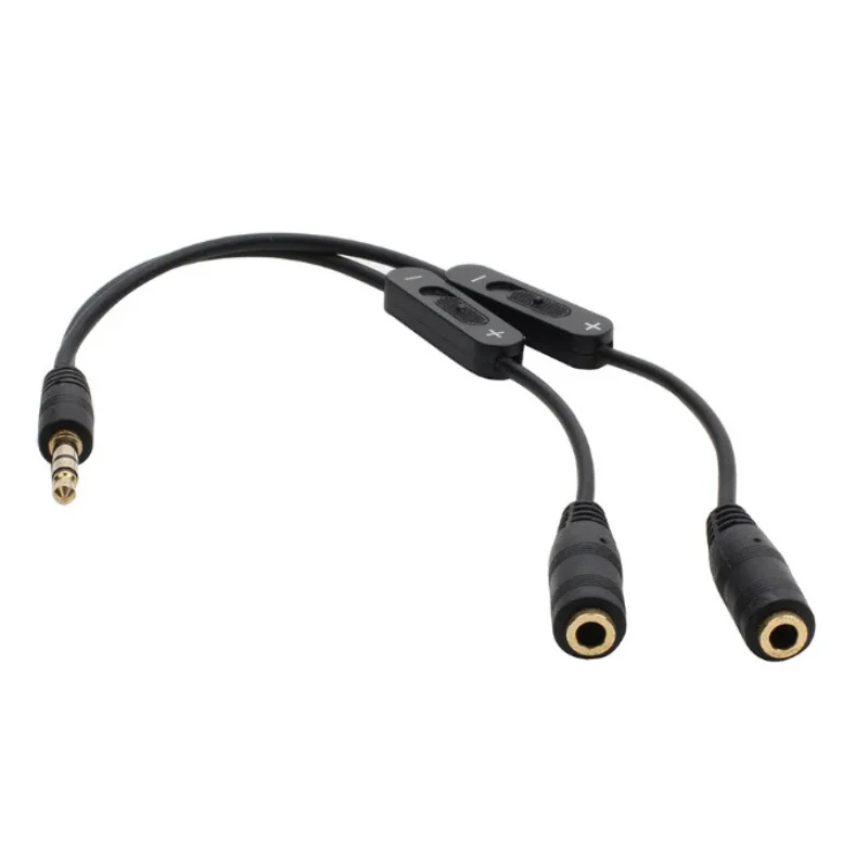 Audio Y Splitter Cable 1 Male to 2 Female Jack Stereo Aux Cord with Volume Control For Phone Headphone PC