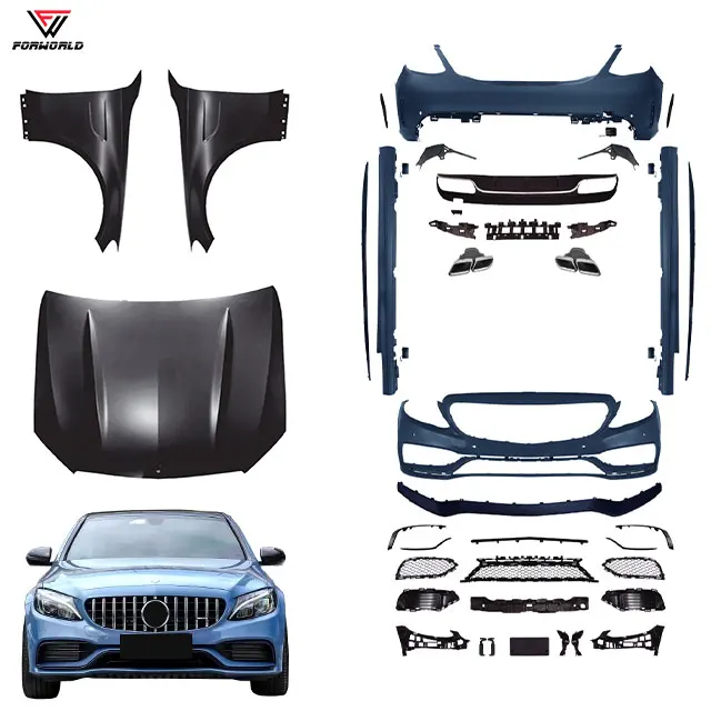 

Manufacturing Source Car Front Bumper Rear Bumper Hood Lamp Side Skirt for Mercedes-Benz C Class W205 15-18 to C63