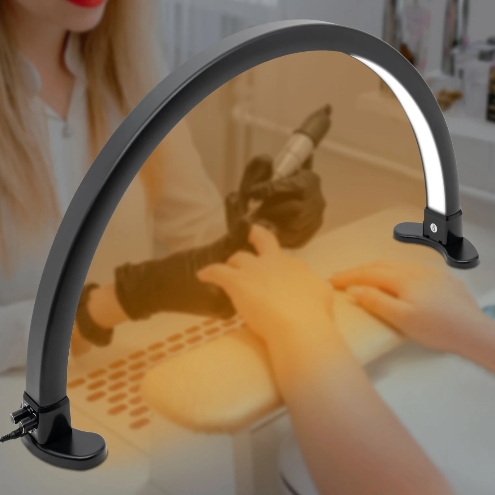 Half-Moon Nail Desk Lamp for Professionals, 2400 Lumen Led Light for Nails, Black Led Manicure Desk Lamp