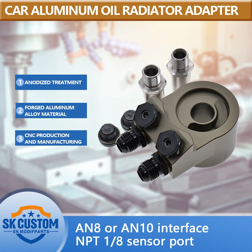

SK CUSTOM For Subaru Engine Radiator Adapter Oil Cooler Filter Sandwich Plate Forester BRZ AN8 AN10 Forged Aluminum Alloy CNC
