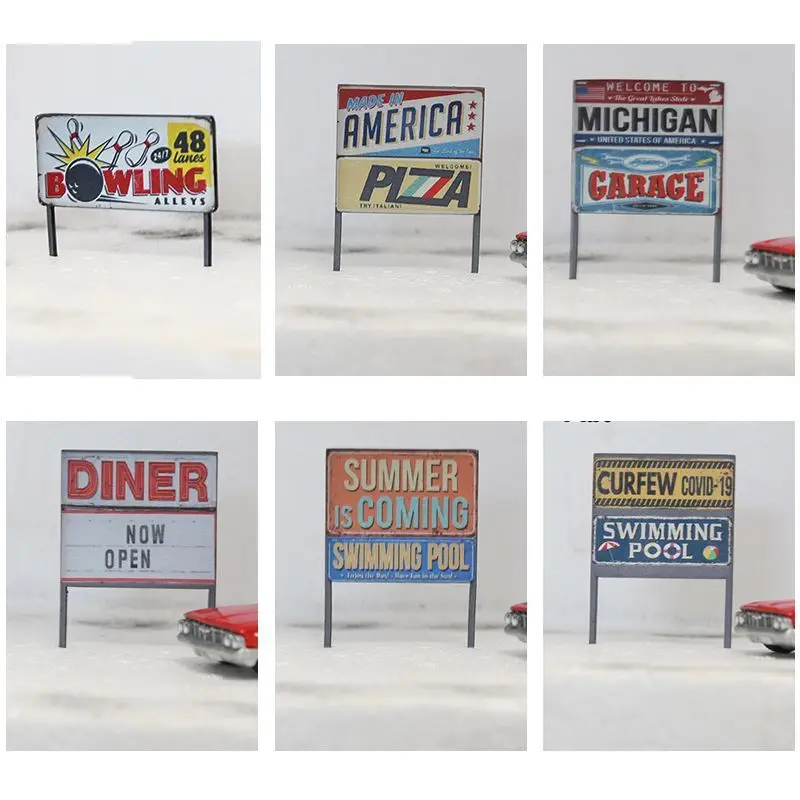 

1/64 1:64 миниатюрный пейзаж рекламный щит DIY песочный декор стола гаражная парковка реквизит диорама