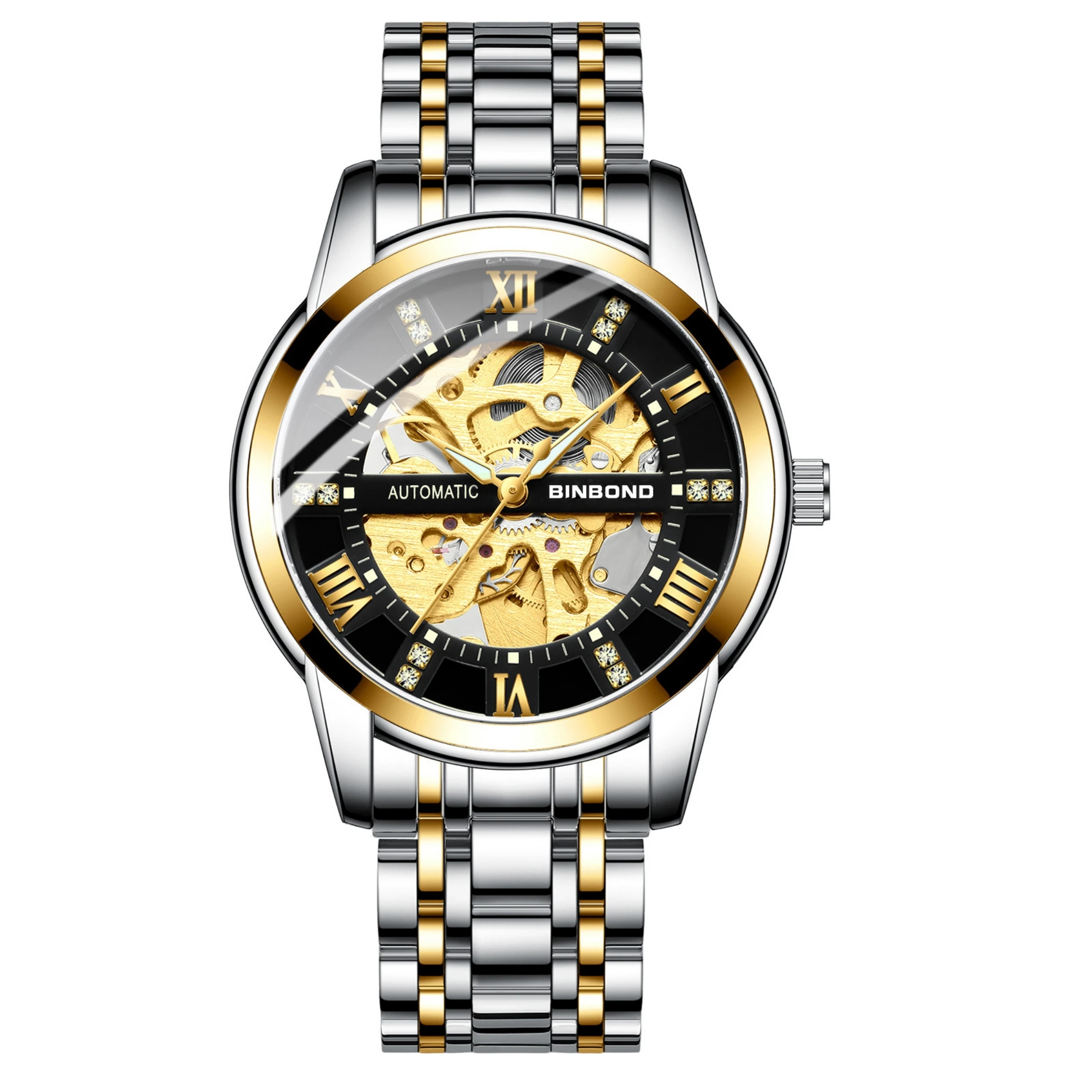 Fully Automatic Mechanical Watch Business Watch 30M Waterproof Hollow Skeleton Tourbillon Stainless Steel Mechanical Watch Gift