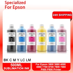 500ML Dye Sublimation Ink For Epson 3800 3880 4000 4880 7700 9700 7800 7880 P600 P800 Heat Transfer Hot Press Ink For T-Shirt