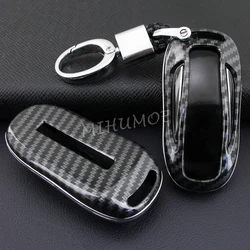 Carbon Fiber Car Key Fob Chain Ring Cover Case Keychain Shell Accessories For 2016-2023 Tesla Model X