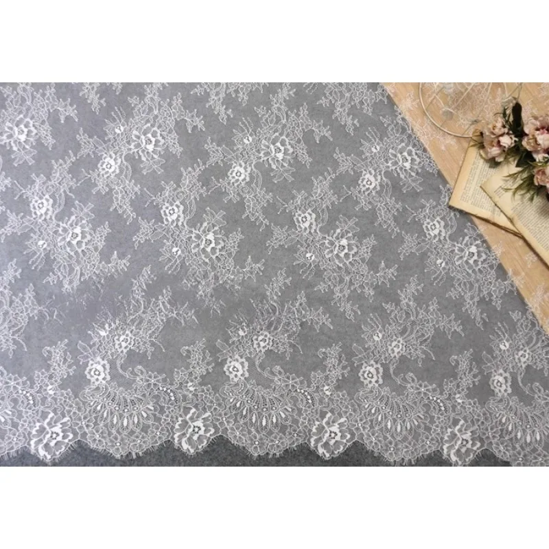새로운 고품질 속눈썹 레이스 자수 원단 DIY 홈 섬유 커튼 장식 고급 웨딩 드레스 의류 액세서리